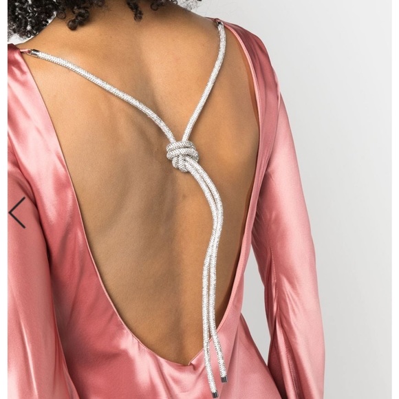 Cult Gaia Tie-detail Long-sleeved Mini Dress in Pink. NEW - Picture 4 of 6